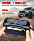 Hella Compact Tire Inflator And Portable Air Compressor Offering Straight Up Lightning Fast 40 Liters Per Minute Fill Rate With An Easy To Read Dual Digital Screen for easy car, bike, and sports equipment use.