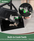 Large Upright Commercial Dustpan With Comb Teeth for hair and debris cleanup shown cleaning broom in use indoors