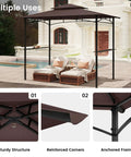 8x5 Grill Gazebo All Weather Outdoor BBQ Canopy With Steel Frame Two Shelves And Utensil Organizer Bottle Opener Rustproof Patio Shelter