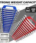 Magnetic Wrench Organizer With Non Slip Handle 24 Slot Pro Grade Heavy Duty Rack in red and blue for wrench storage