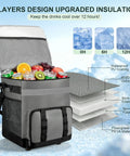 60 Can Rolling Cooler Bag With Wheels Leakproof Insulated Soft Cooler showing insulation layers and open top with drinks