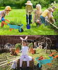 Kids Gardening Set With Wheelbarrow For Ages 3 To 8 Real Metal Garden Tools 14 Piece Outdoor Kit children playing in garden