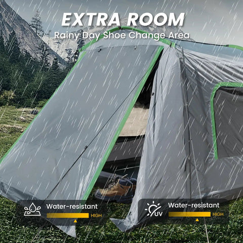 Roomy Family SUV Tent For 5 To 9 People With 8ft L X 10.6ft W x 7.2ft H Center Height, Waterproof And Windproof Car Camping Shelter in rain