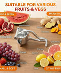 Heavy Duty Manual Lime Squeezer For Lemons Oranges & Grapefruits Large Citrus Juicer Press Tool among various fruits and veggies.