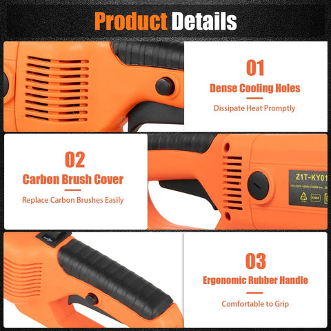Close-up of Heavy Duty Electric Pipe Threader Machine With Six Dies features, including cooling holes and ergonomic handle.