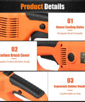 Rock Solid Electric Pipe Threader 2300W Portable Tube Cutter Heavy Duty Aluminum Body view highlighting cooling holes and handle.