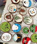 Wood Slices 30 Pcs Predrilled Round Discs 3.5-4 Inches Unfinished Rustic Craft Kit decorated as Christmas ornaments.
