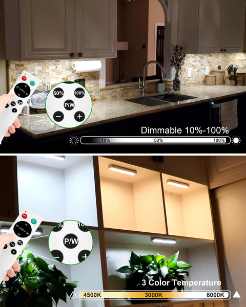 Under Cabinet Lighting Kit With 20 LED Stick On Lights Remote Control Dimmable Brightness Warm White Cool White And Mixed Color 5 Pack