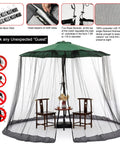 Black Patio Umbrella Mosquito Net With Double Zipper Door And Durable Polyester Mesh Screen Universal Fit For Outdoor Umbrellas Weighted Bottom Design With Sand Pockets For Wind Stability Keeps Bugs Out While You Lounge 7.5 To 11 Feet