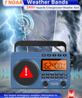 Portable AM FM Shortwave Radio With NOAA Weather Alert, 4000mAh Rechargeable Battery, Big Speaker, digital tuner display