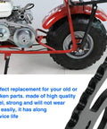 40T Beefy Mini Bike Sprocket With 40mm Bore installed on a red mini bike with visible 4-bolt mount and drive chain mechanism