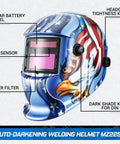 Auto Darkening Welding Helmet With True Color View Solar Powered Welder Mask Pro Grade Boss Level 3.62 By 1.65 Inch Viewing Window Fast 1/25000 Sec Shade Transition Compatible With MMA MIG TIG Blue Eagle Finish