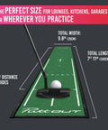 Slim Home Putting Mat For Fast Smooth Roll And Lower Scores, 7.9ft By 0.82ft Green, Rubber Backed Nylon Surface with putter.