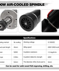 Beefy 500W Spindle Motor For CNC Router, Air Cooled ER11, 12-100VDC, 0.5NM Torque, 12000RPM, 52mm Shaft overview image