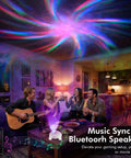 Living room with Star Projector 4 in 1 Aurora Night Light With Bluetooth Speaker, White Noise, Dual Projection Lenses, party lighting.