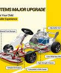 Diagram showing safety upgrades on McLaren Licensed 24V Kids Electric Go Kart With Dual 200W Motors F1 Drift Style Ride On Car