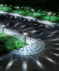 Super Bright 2 In 1 Solar Lights Outdoor Waterproof Auto On Off Dusk To Dawn Garden Solar LED Pack 10 illuminating a walkway