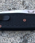 Kick Ass Copper Powder Coated Torx Screw Set Spice Up Your Blade With Slick Stainless Steel Fasteners on a black EDC knife.