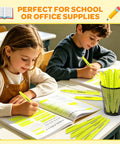Children using Bulk 48 Pack Yellow Highlighters With Chisel Tip And Quick Dry Ink No Bleed Through For Studying Notes in classroom
