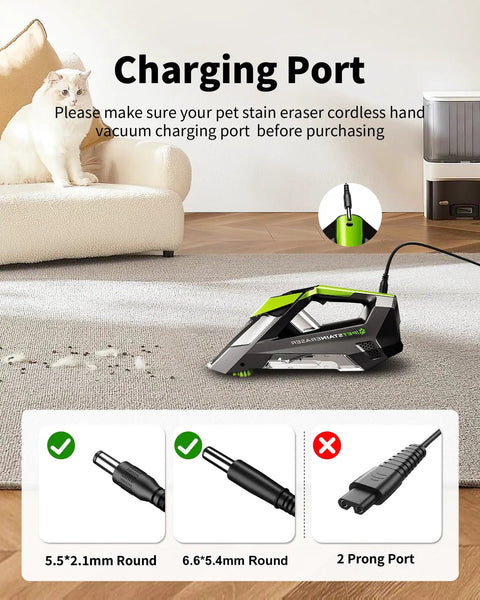 Diagram of charging port compatibility for 10V Charger For Bissell Pet Stain Eraser Cordless Handheld Carpet Cleaner Replacement Power Adapter Compatible With 2002 2003 2003A 20037 2054 2164A 2842 2846 2877 3180 3181 3182 3183 3705 3706 1611736.