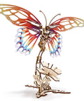 Butterfly 3D Wooden Puzzle Kit For Adults And Teens, Laser Cut Mechanical Model, Easy To Assemble Home Decor, Chill Out Wooden Craft For Relaxation And Mindful Fun, colorful assembled butterfly