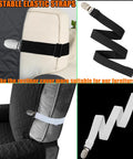 Premium Adjustable Elastic Strap Holders For Recliner Sofa Couch And Loveseat Slipcovers in black and white to secure fabric covers.