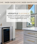 Modern kitchen with brushed gold cabinet handles and large window