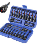 27 Piece Magnetic Nut Driver Kit With Quick Release Extensions in open blue case showing SAE and metric sizes