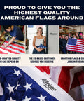 Hand-crafted Made In USA Outdoor 3x5 American Flag With Premium 200D Nylon Embroidered Stars and Stripes in a workshop setting.