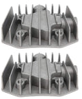 2 Pack Aluminum Air Compressor Cylinder Heads For 4/3/5P, 48mm By 72mm, Pneumatic Drive, Dual Heads, Cast Aluminum With Cooling Cover
