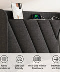Prime Queen Platform Bed Frame Featuring Adjustable Wingback Headboard And Built In Type C Usb Charging Ports with fabric upholstery and phone charging.