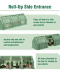 Outdoor Pop Up Greenhouse Kit With Roll Up Doors, 106 x 35 x 35 Inch shown with roll-up side entrances for plant access