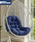 Egg Chair Cushion Replacement For Outdoor Hanging Chairs 47x35x7 Inches Blue Ultra Cozy Thick 6 Inch Cushion With Highly Elastic Cotton