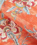 Vintage Floral Peel And Stick Wallpaper Dope Vibe In Bold Orange Red Watercolor Self Adhesive For Bedroom Living Room Wardrobe Bookshelf Easy Cut And Install 21x200 Inches 53 Cm By 5 M with vibrant floral pattern detail.