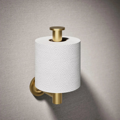 Vertical Wall Mounted Euro Toilet Paper Holder, Solid Brass Build, No-Fuss, Corrosion-Resistant Finish, Easy Quick-Change Roll Displayed