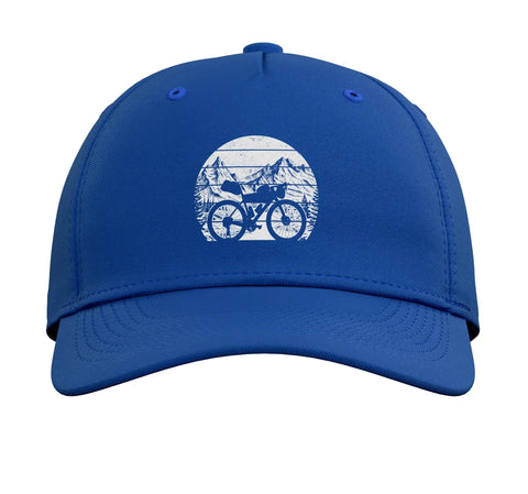 Retro Gravel Cycling Hat With Adjustable Fit Five Panel Structure Royal Blue Baseball Cap For Bikepacking Adventures