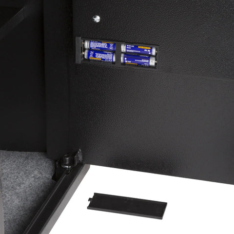 Digital Safe With Keypad And Manual Override, Heavy Duty Steel Security Box For Home Or Office, battery compartment detail
