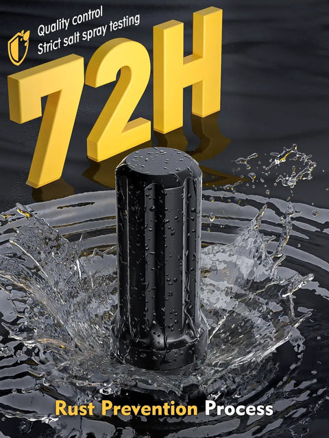 24 Piece M14x1.5 Lug Nuts Replacement For Silverado Suburban Traverse F150 Yukon Sierra 1500 XT5 XT6 Black undergoing rust test