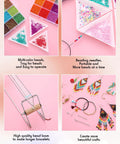 All In One Bead Loom Kit With 24000 Glass Seed Beads In 48 Colors For Adults Dope Jewelry Making Supplies For Bracelets Earrings And Christmas Gifts Diy Craft; features trays of multi-color beads, needles, and finished jewelry pieces.