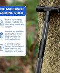 Beefy Five Section Tactical Hiking Stick With Adjustable Walking Staff Aircraft Aluminum 6061 T6 Build Knurled Slip Grip