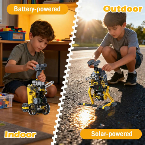 25 In 1 Solar Science Robot Kit For Kids Ages 8 And Up, A Totally Fun Hands On STEM Building Toy That Lets Them Build 25 Different Solar Robots, Learn Basic Coding, Physics And Engineering, A Cool Educational Gift For Curious Makers indoors and outdoors