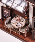 DIY Miniature Coffee Shop Kit With LED Light For Adults Teens And Kids, 3D Wooden Puzzles, Dollhouse Craft Kit close-up