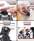 Image of Slick 360 Degree Swivel Tripod Leveling Base showing smooth rotation and universal camera mount connection.