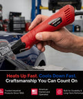 EC-MINI Pro Grade Heat Gun in use on car decal, showcasing precision hot air work for crafts and DIY projects with reflector attachment.