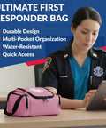 Compact Empty First Responder Gear Bag For EMS And EMTs Pink 10.5 By 5 By 8 Inches Large Main Compartment With Divider