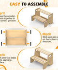 Assembly steps for Straight Up Solid Two Pack Wooden Step Stool For Toddlers Totally Anti Slip And Super Secure.