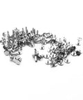 50 Pack Nickel Plated Chicago Screws Featuring Durable Carbon Steel Build And Easy Grip Cross Head For Securing Leather Goods Planning Sheets And Custom Book Bindings Top Shelf Legit Craft Gear, arranged on a white background.