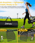 Woman carrying Compact Backyard Batting Cage For Baseball And Softball Practice Portable Net With Sturdy Frame And Carry Bag