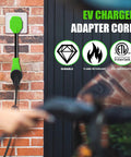 Heavy Duty Nema 14-30p To 14-50r EV Charger Adapter Converts Dryer Outlet To 50 Amp Power For Fast Level 2 Electric Vehicle Juice installed on a wall.