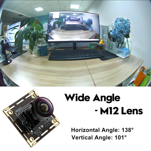5MP USB Camera Module With 1944P 30Fps, Wide Angle M12 Fisheye Lens, IMX335 Sensor, Plug And Play UVC Webcam for desktops